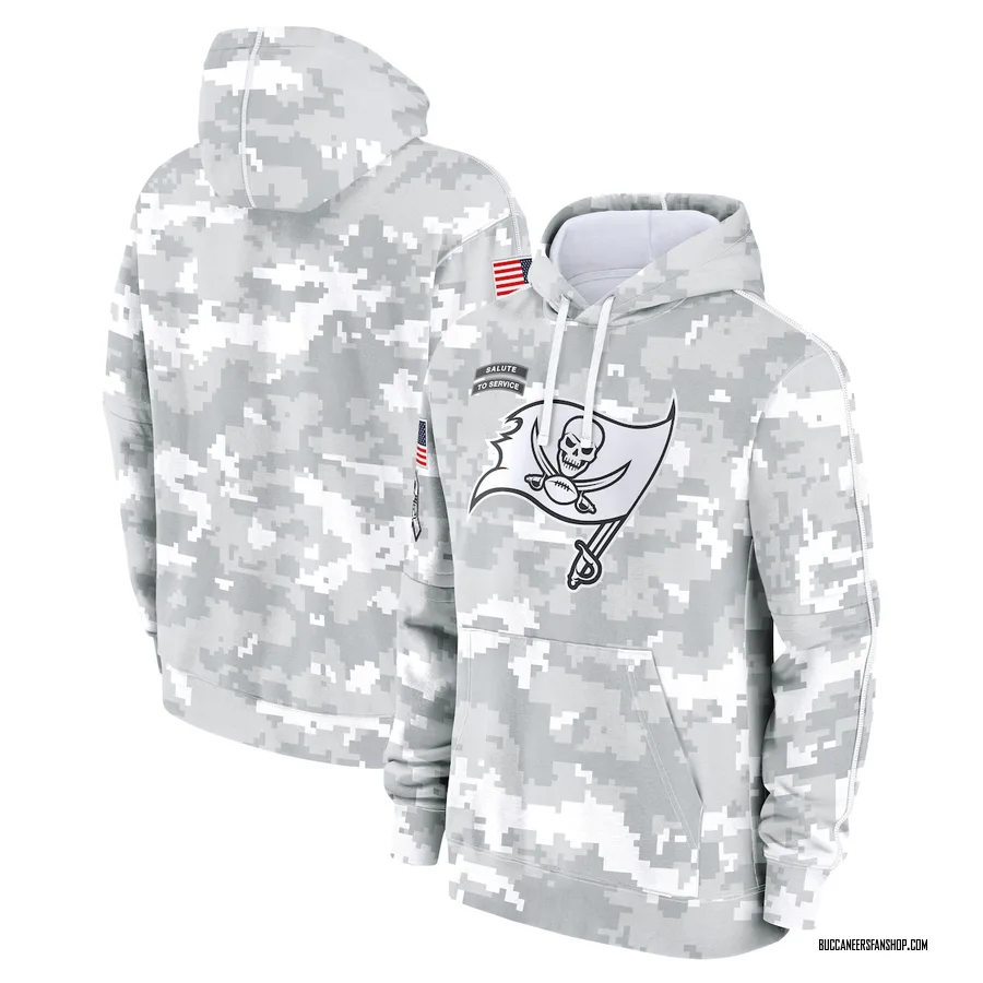 Tampa Bay Buccaneers 2024 Salute to Service Club Fleece Pullover Hoodie Arctic Camo